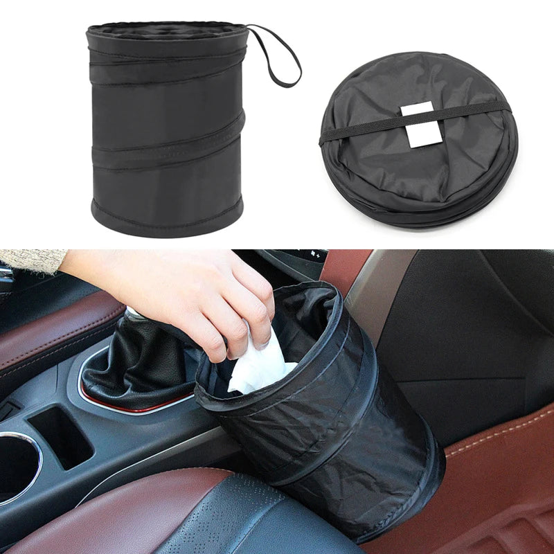 Pop-up car trash can with lid