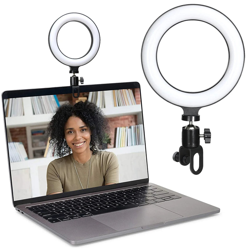 6.3 inch LED ring light with desktop clamp