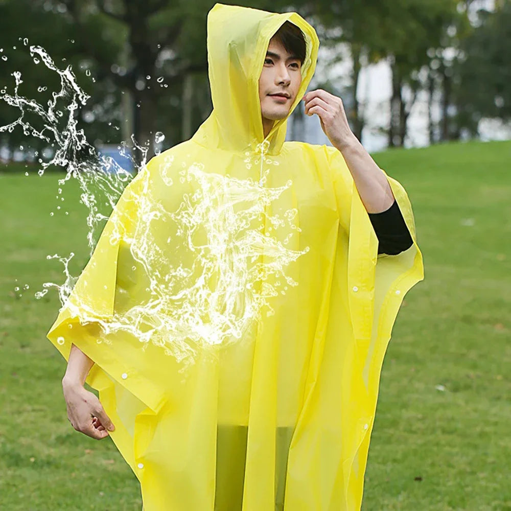 Poncho worn outdoors