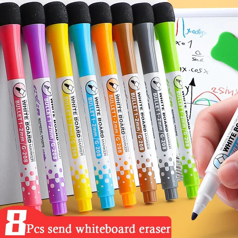 Magnetic Dry Erase Markers, 8 Colours