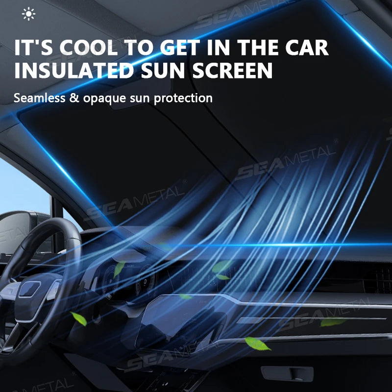 Sun shade fitted to a windshield