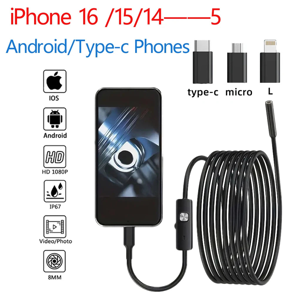 USB-C Borescope Inspection Camera, IP67