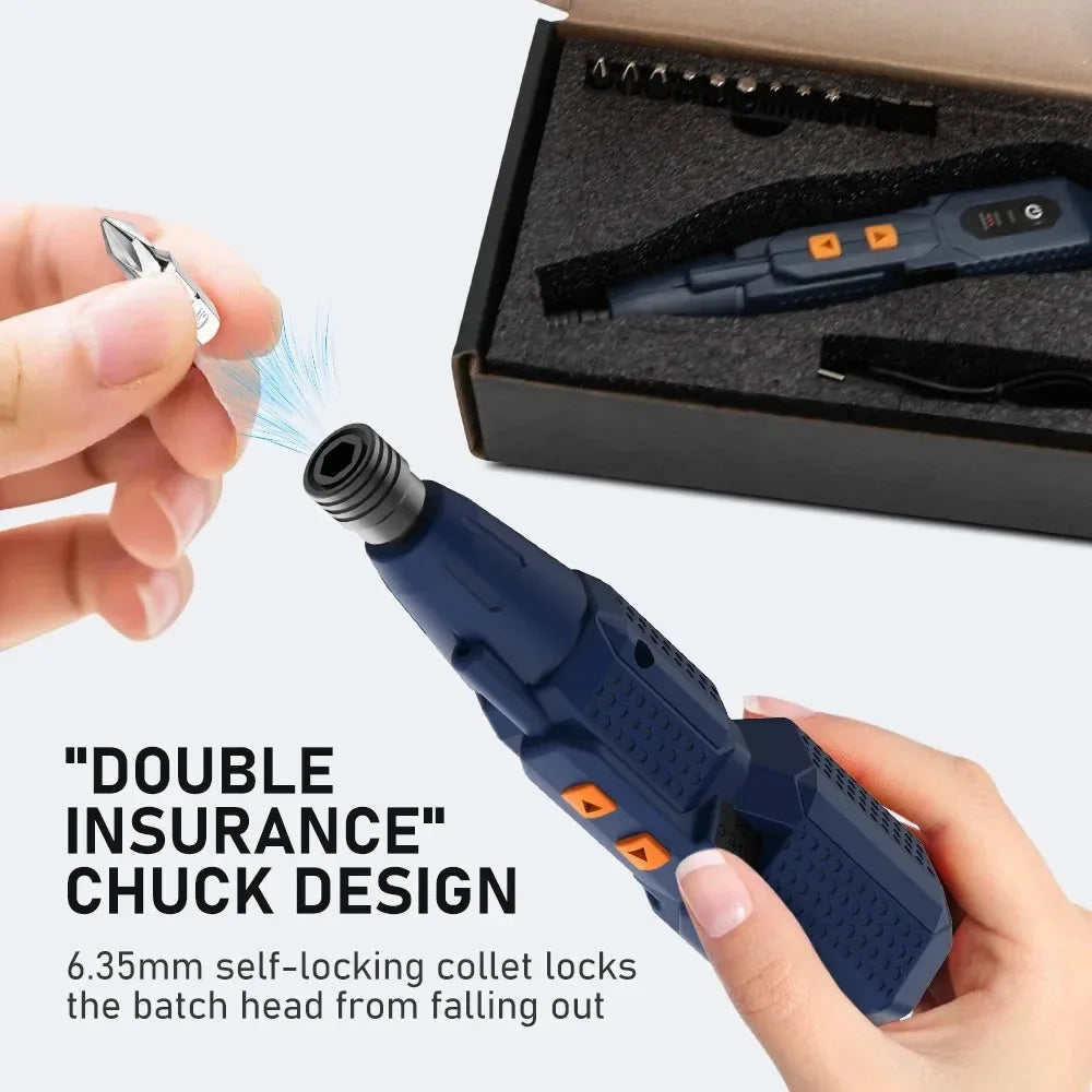 Screwdriver in use on a panel