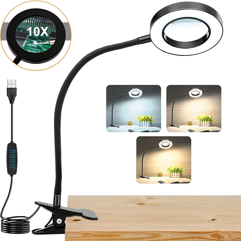 10x magnifying desk lamp with clamp