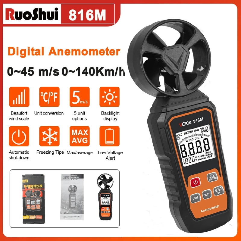 Digital Anemometer, Wind Speed to 100 mph