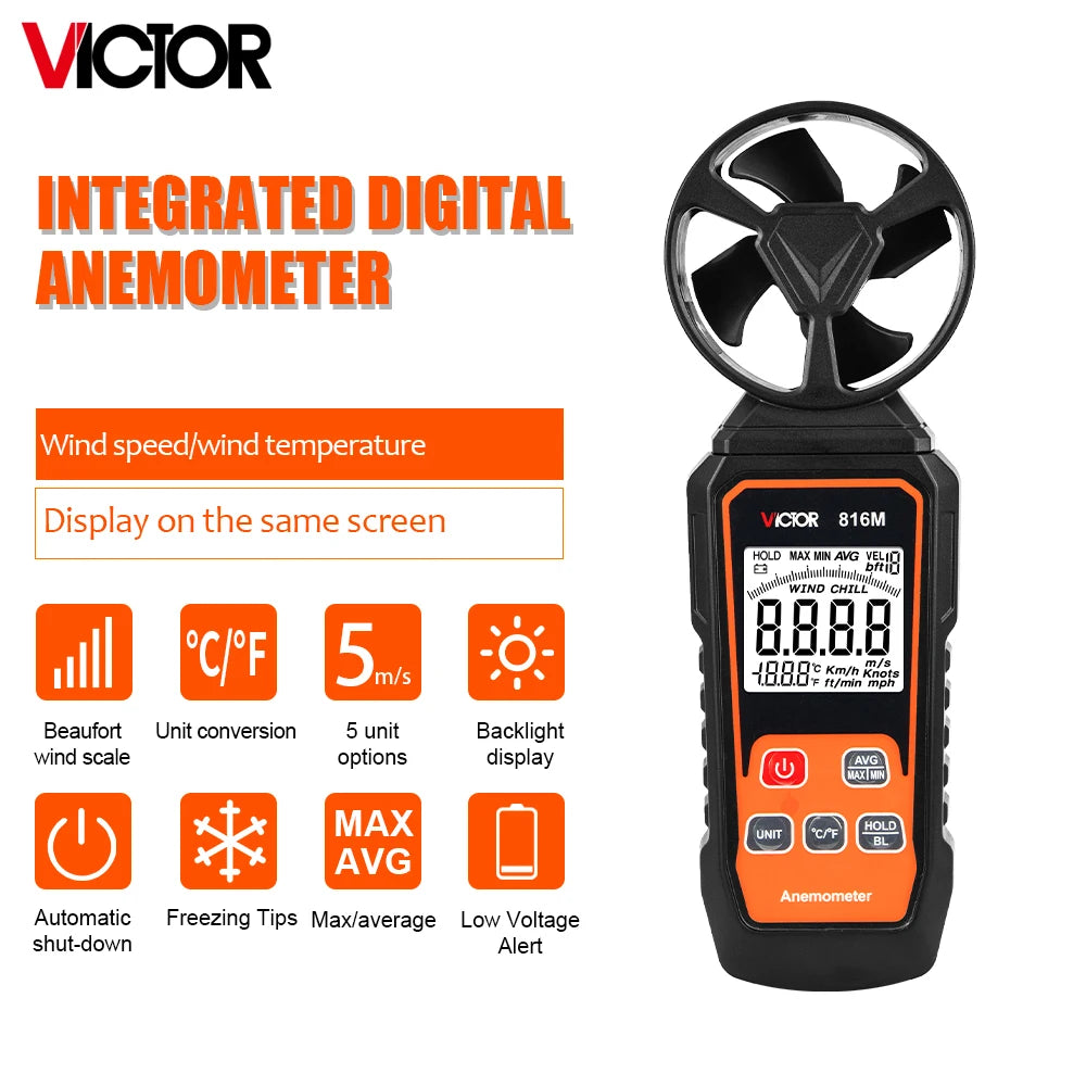Digital Anemometer, Wind Speed to 100 mph