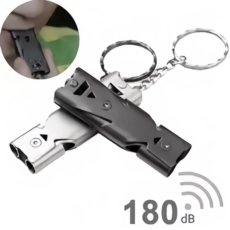 High-decibel survival whistle keychain