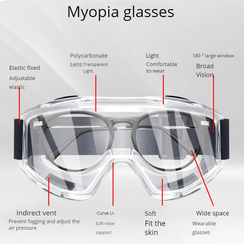 Safety glasses wraparound lens
