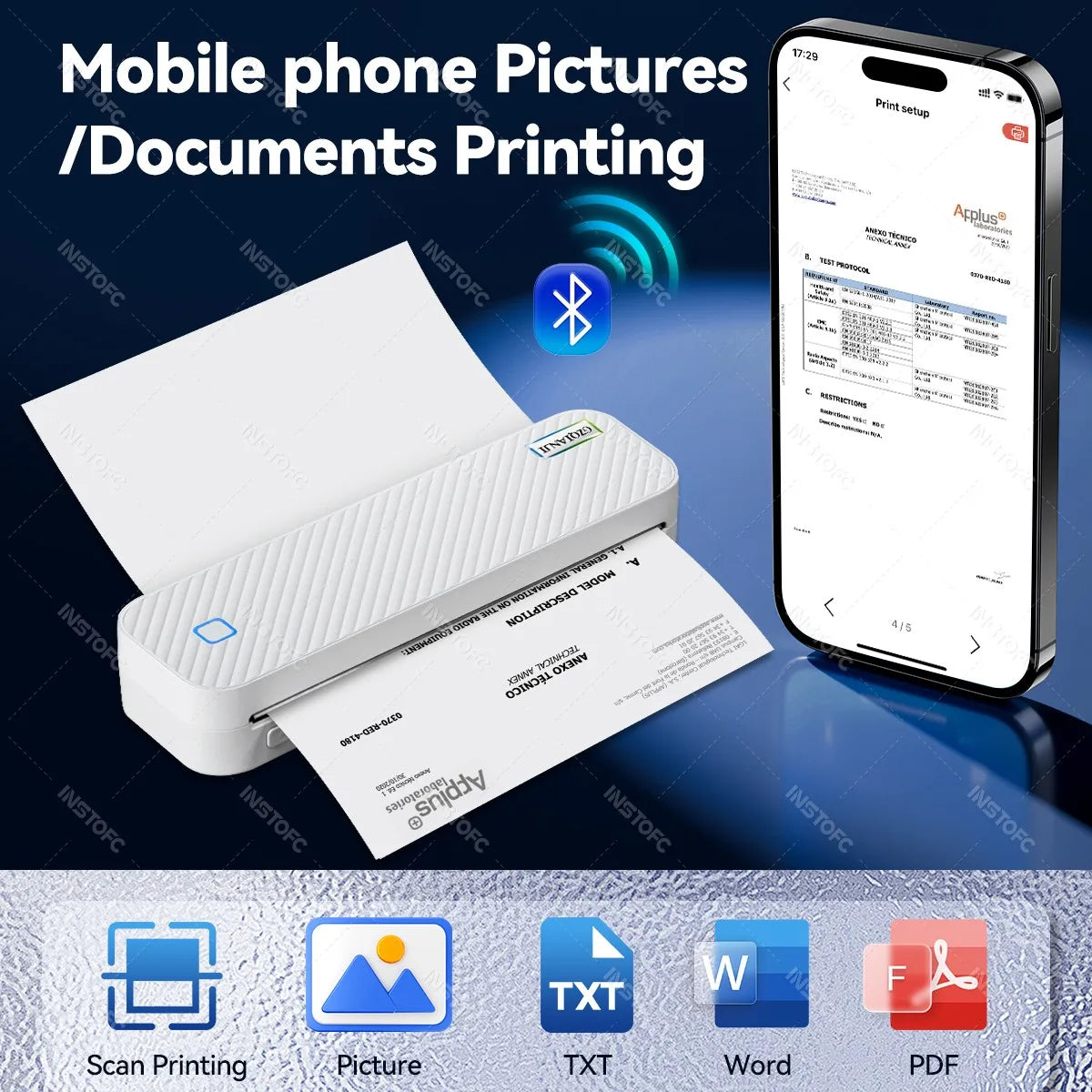 Portable A4 Thermal Printer with Carry Case