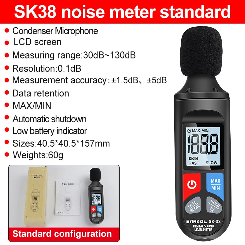 Sound level meter in use