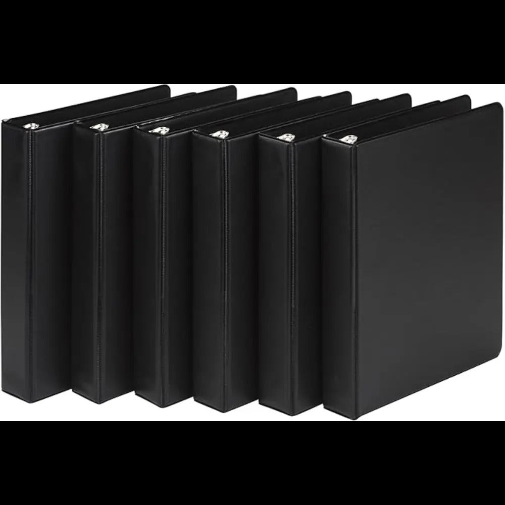 Samsill Economy 3 Ring Mini Binder, Made in The USA, 1-Inch Round Ring Binder, Holds 100 Sheets, Black, 6 Pack (MP32300)