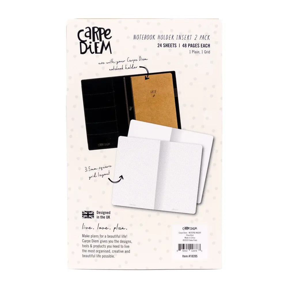 Blank and Grid Traveler's Notebook Inserts - Pack of 2, Sold & Priced Individually