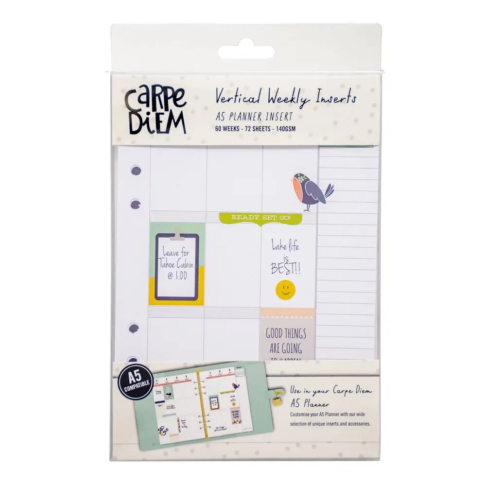 A5 Planner Vertical Weekly inserts, Sold & Priced Individually