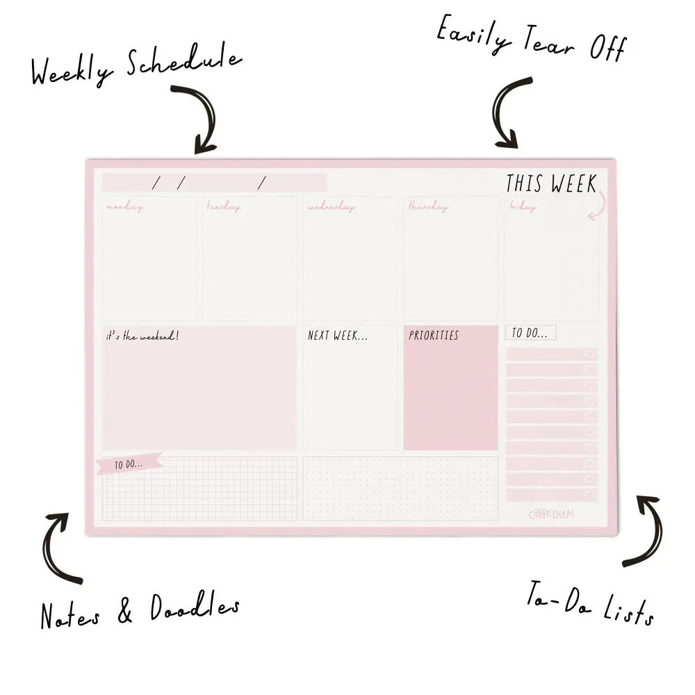 Ballerina Pink Weekly Planner Pad, Sold & Priced Individually