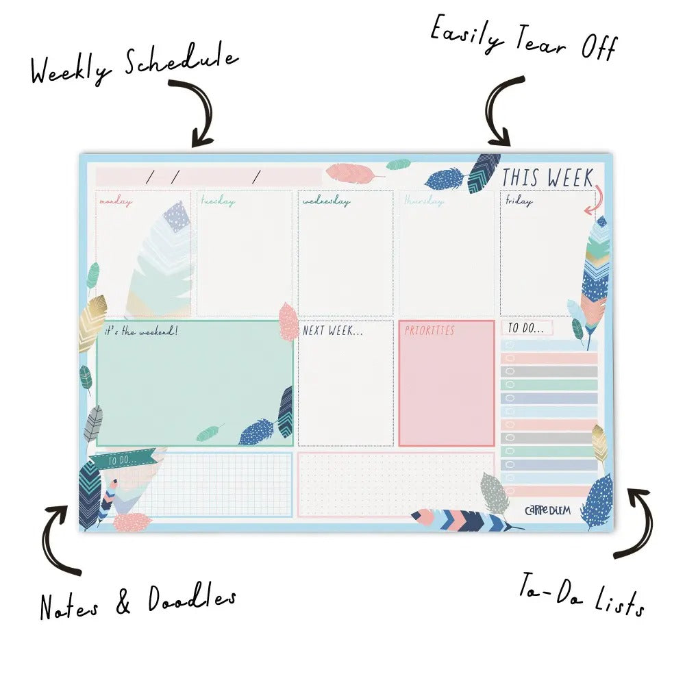 Feathers Weekly Planner Pad, Sold & Priced Individually