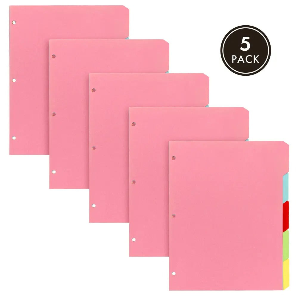 Concord Pastel Divider Letter size 5-Part Multi-color, Sold & Priced Individually