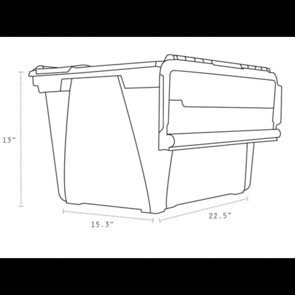 Storex Flip-Top Storage Tub, Frost/Black, 4-Pack