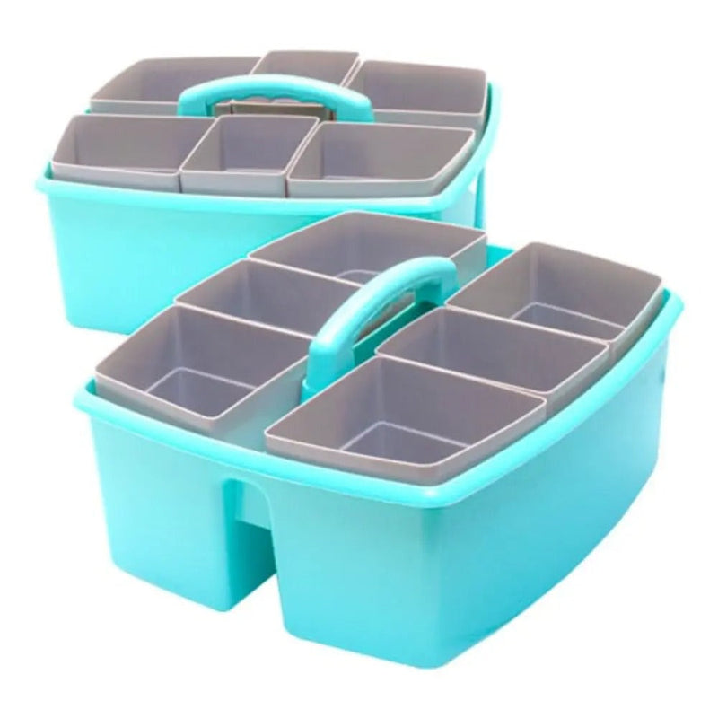 Storex Large Caddy with Sorting Cups, Teal, 2-Pack