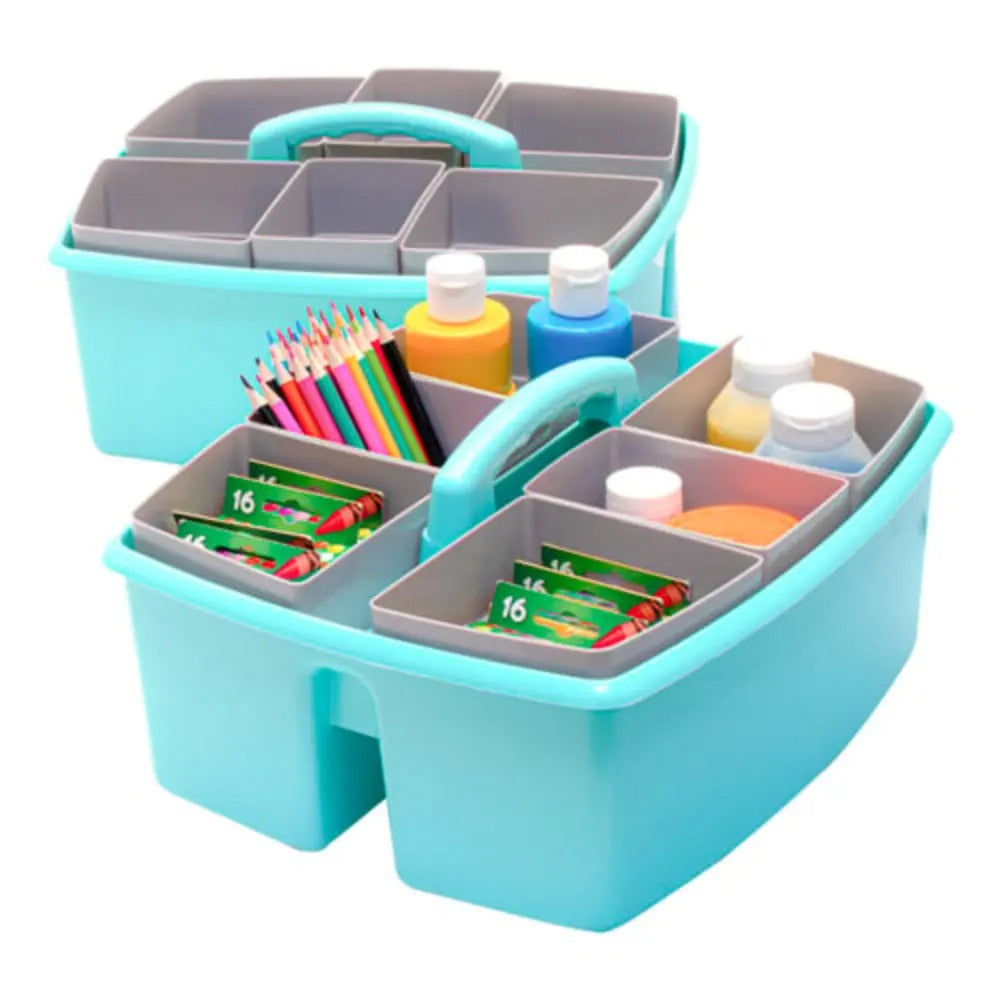Storex Large Caddy with Sorting Cups, Teal, 2-Pack
