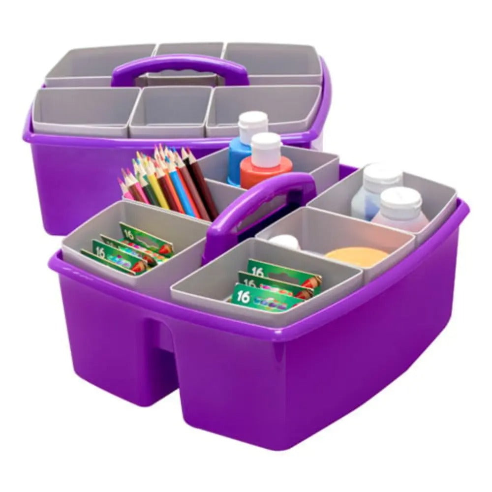 Storex Large Caddy with Sorting Cups, Purple, 2-Pack
