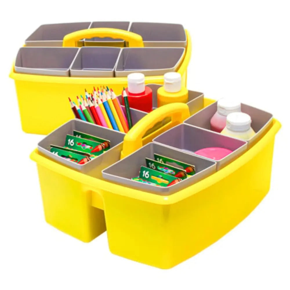 Storex Large Caddy with Sorting Cups, Yellow, 2-Pack
