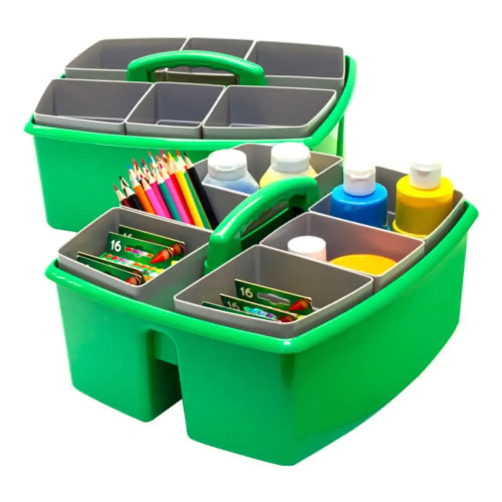 Storex Large Caddy with Sorting Cups, Green, 2-Pack
