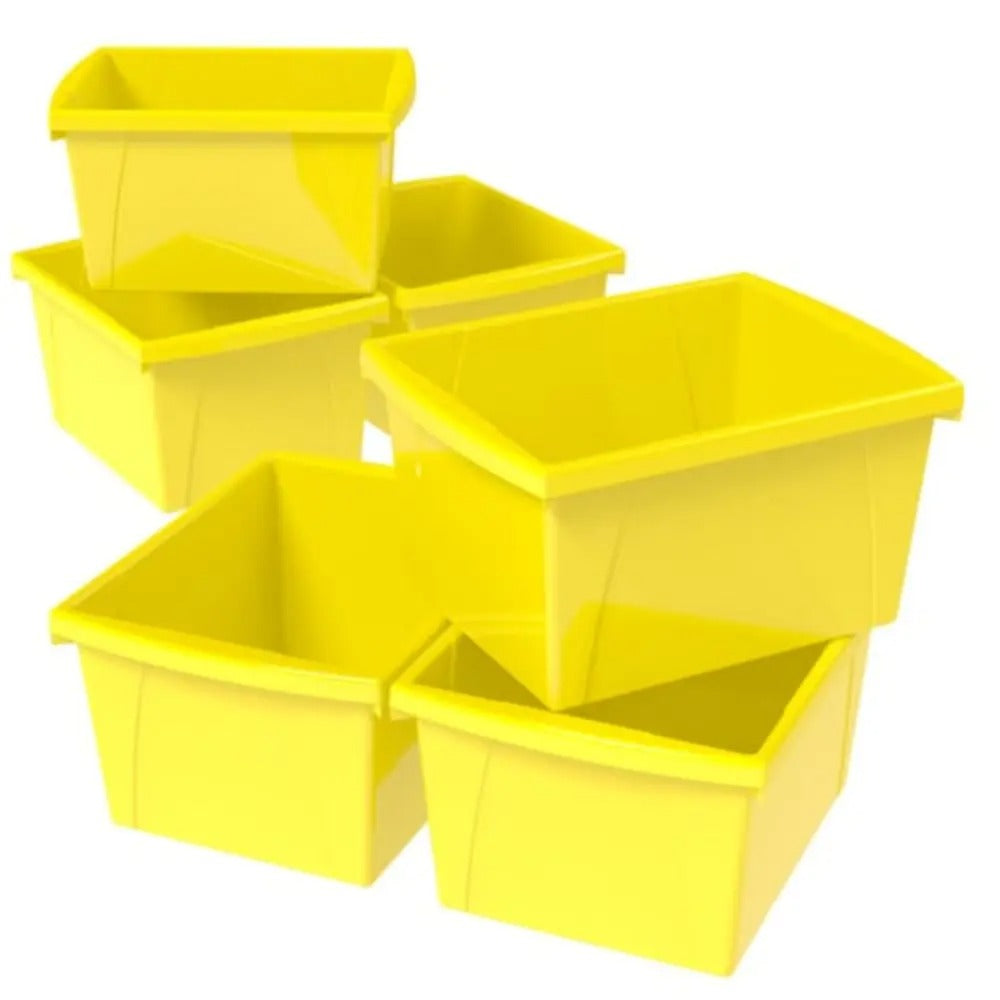 Storex 4 Gallon (15L) Classroom Storage Bin, Yellow, 6-Pack