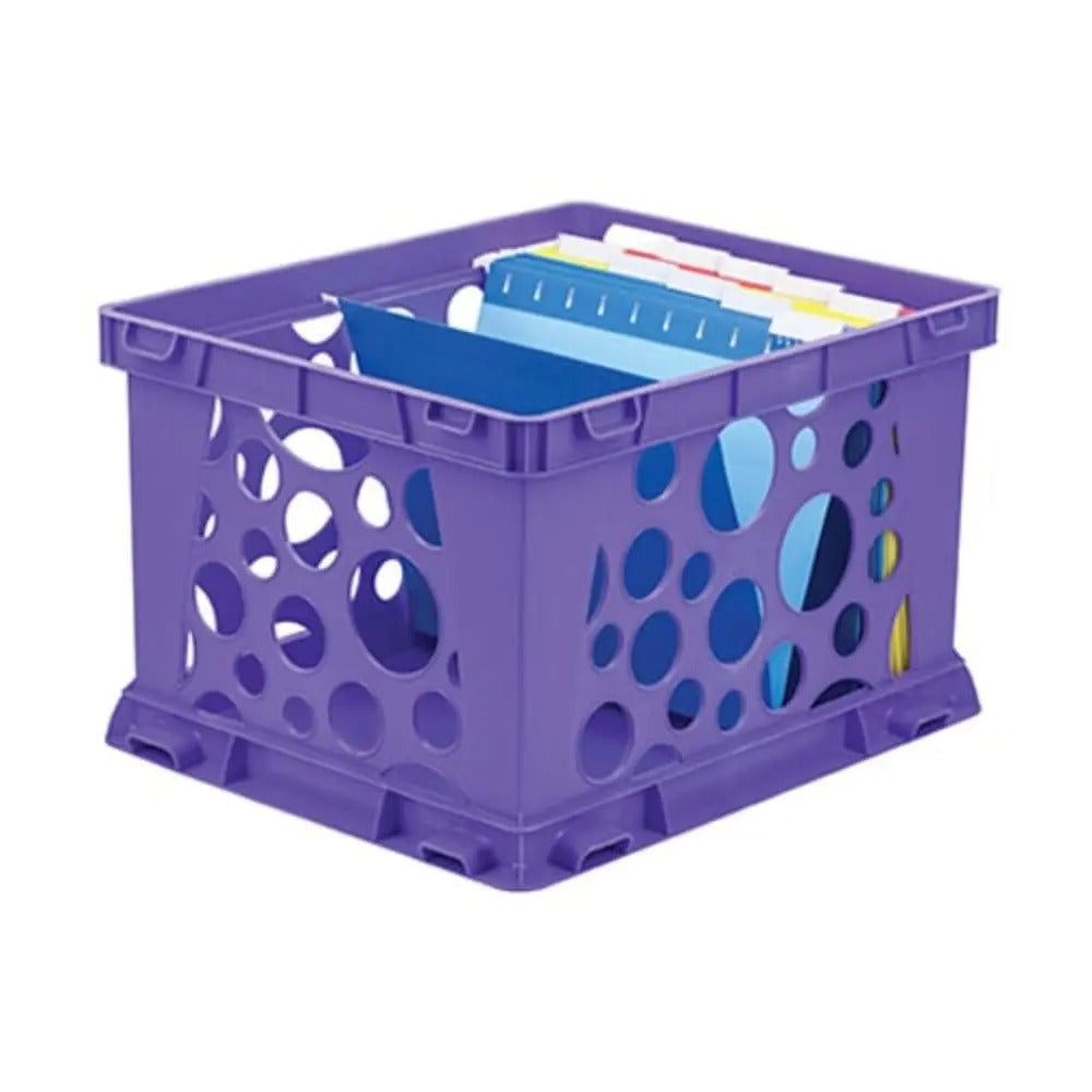 Storex Large File Crate, Classroom Purple, 3-Pack
