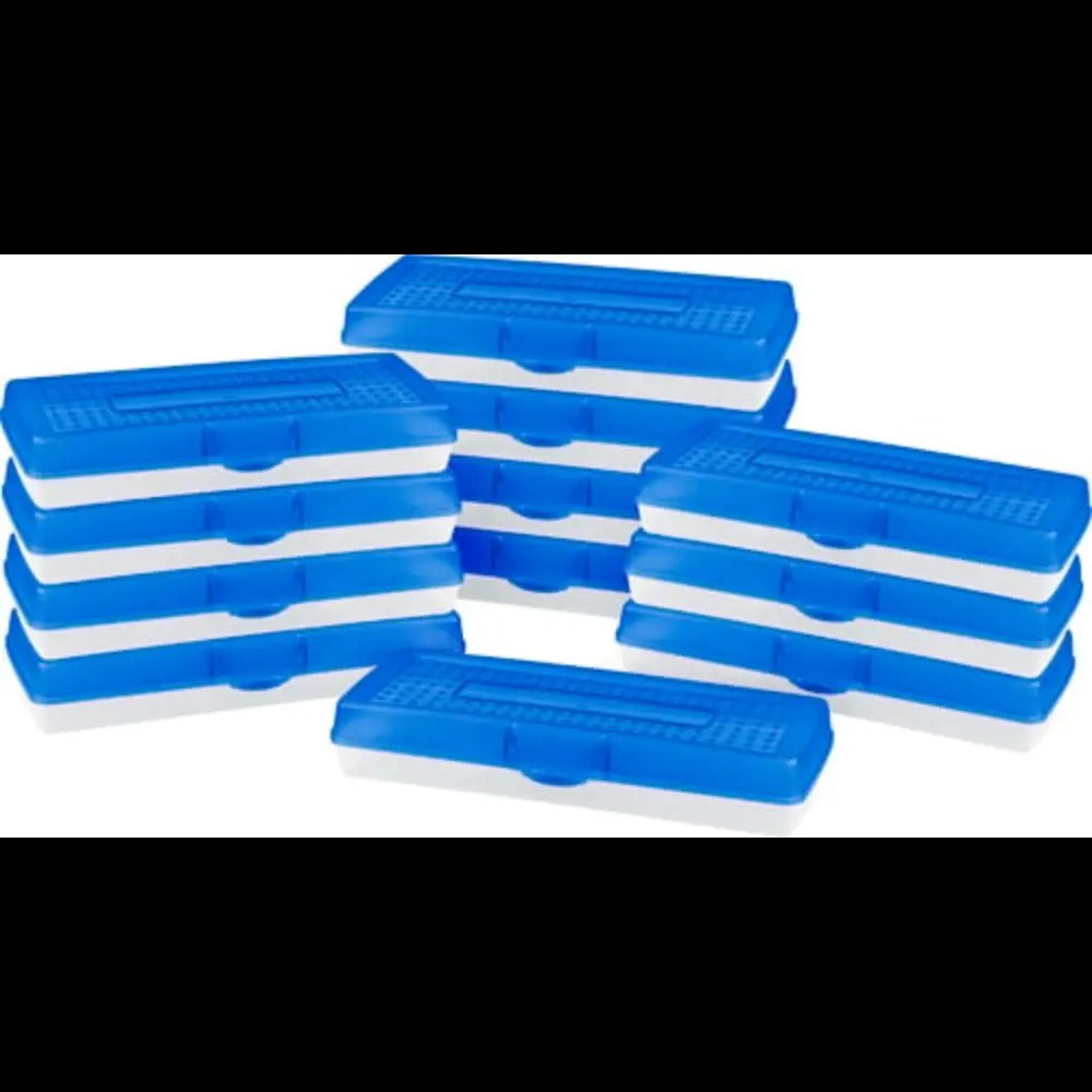Storex Stretch Pencil Case, Blue, 12-Pack