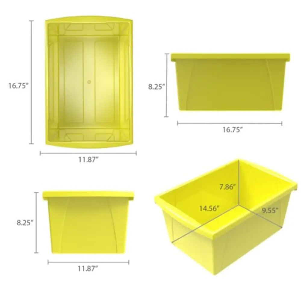 Storex 5.5 Gallon (21L) Classroom Storage Bin, Yellow, 6-Pack