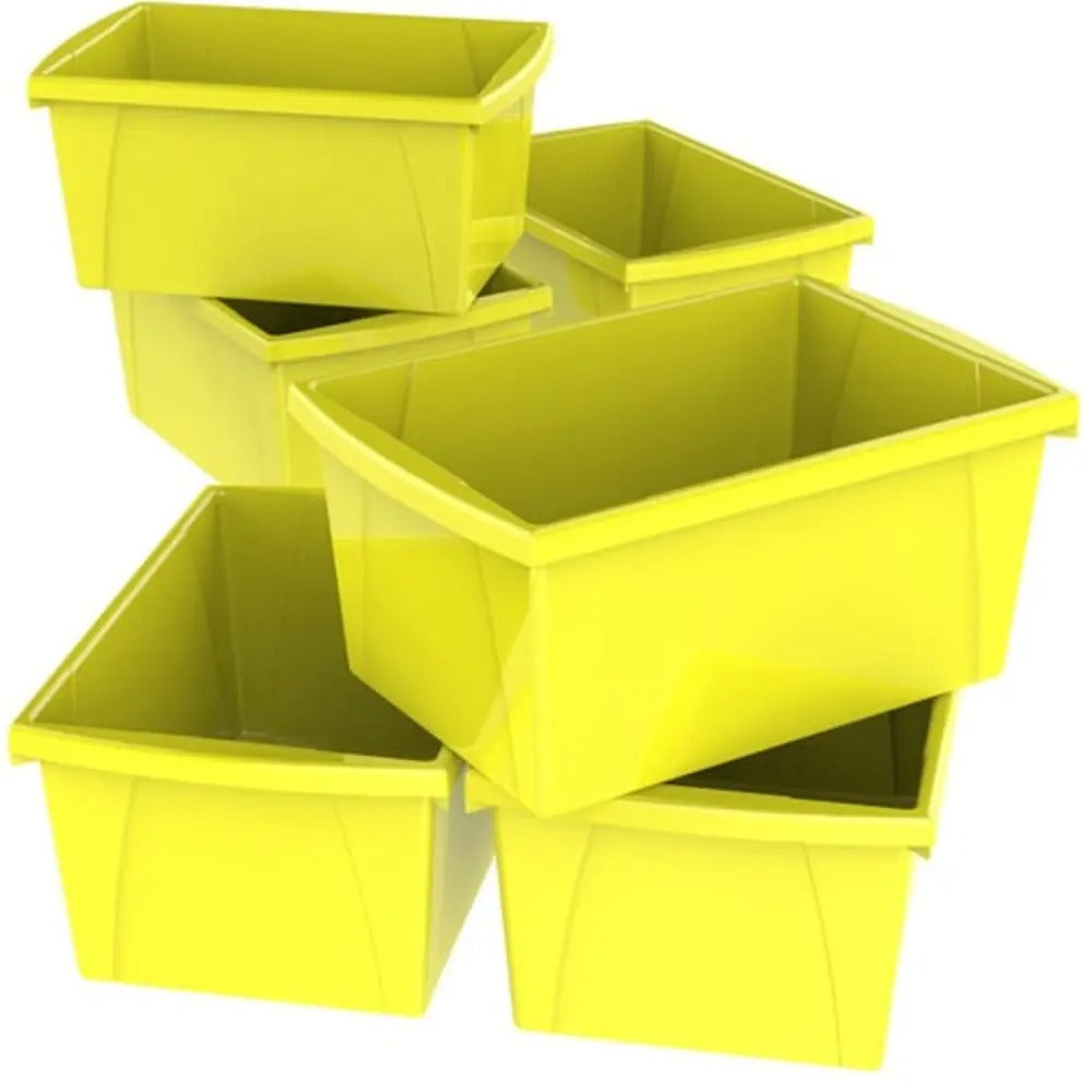 Storex 5.5 Gallon (21L) Classroom Storage Bin, Yellow, 6-Pack