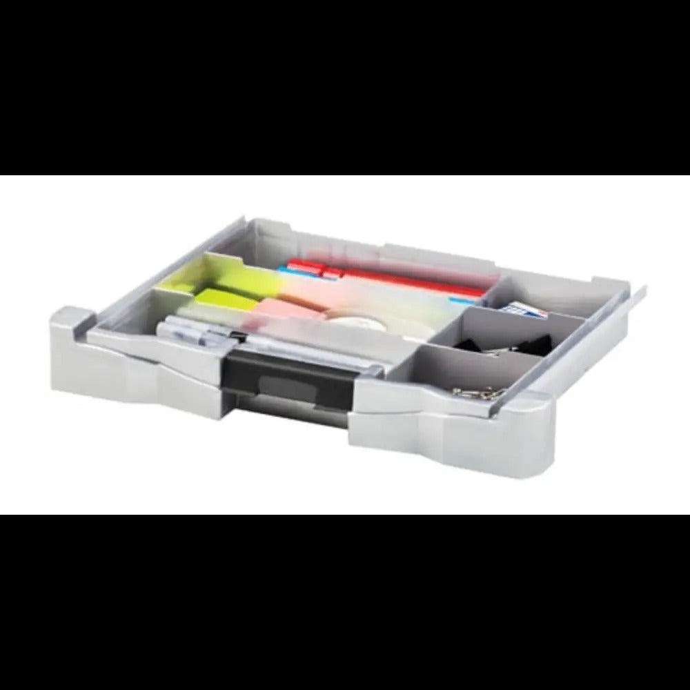 Storex File Storage Box with Drawer, Black