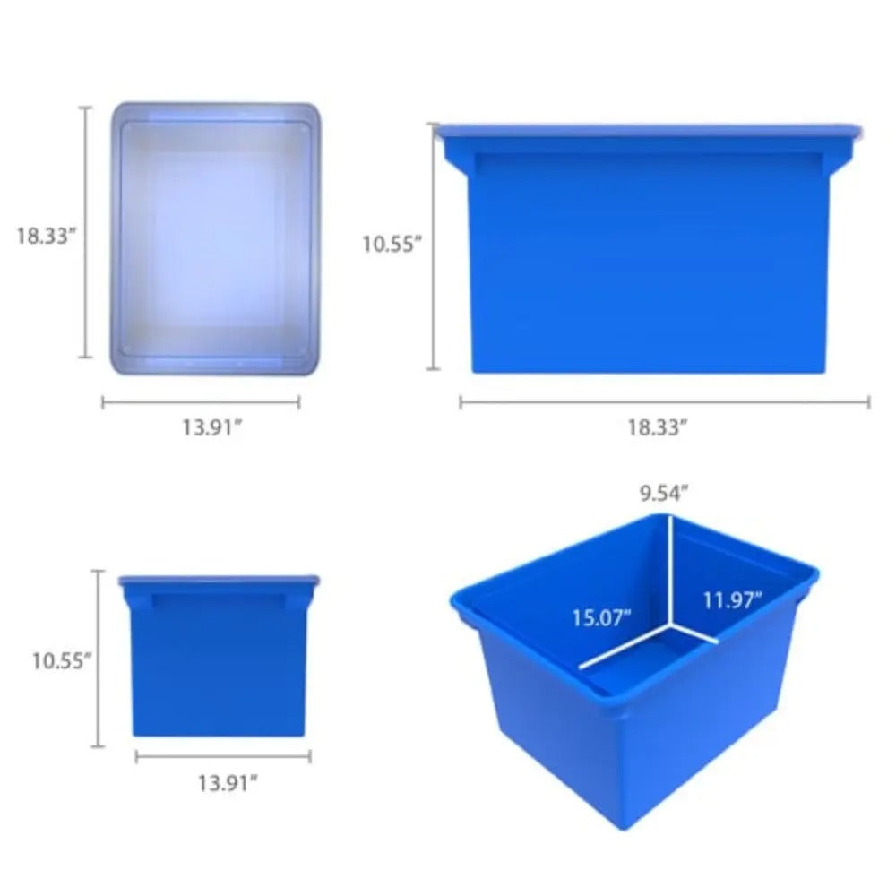 Storex Storage File Tote with Molded Handles, Blue/Clear, 4-Pack