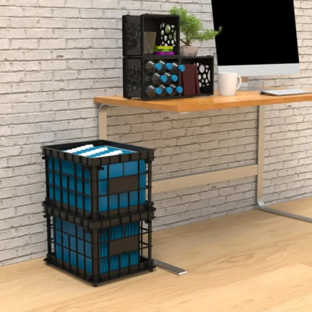 Storex Standard File Crate, Letter/Legal Size, Black, 3-Pack
