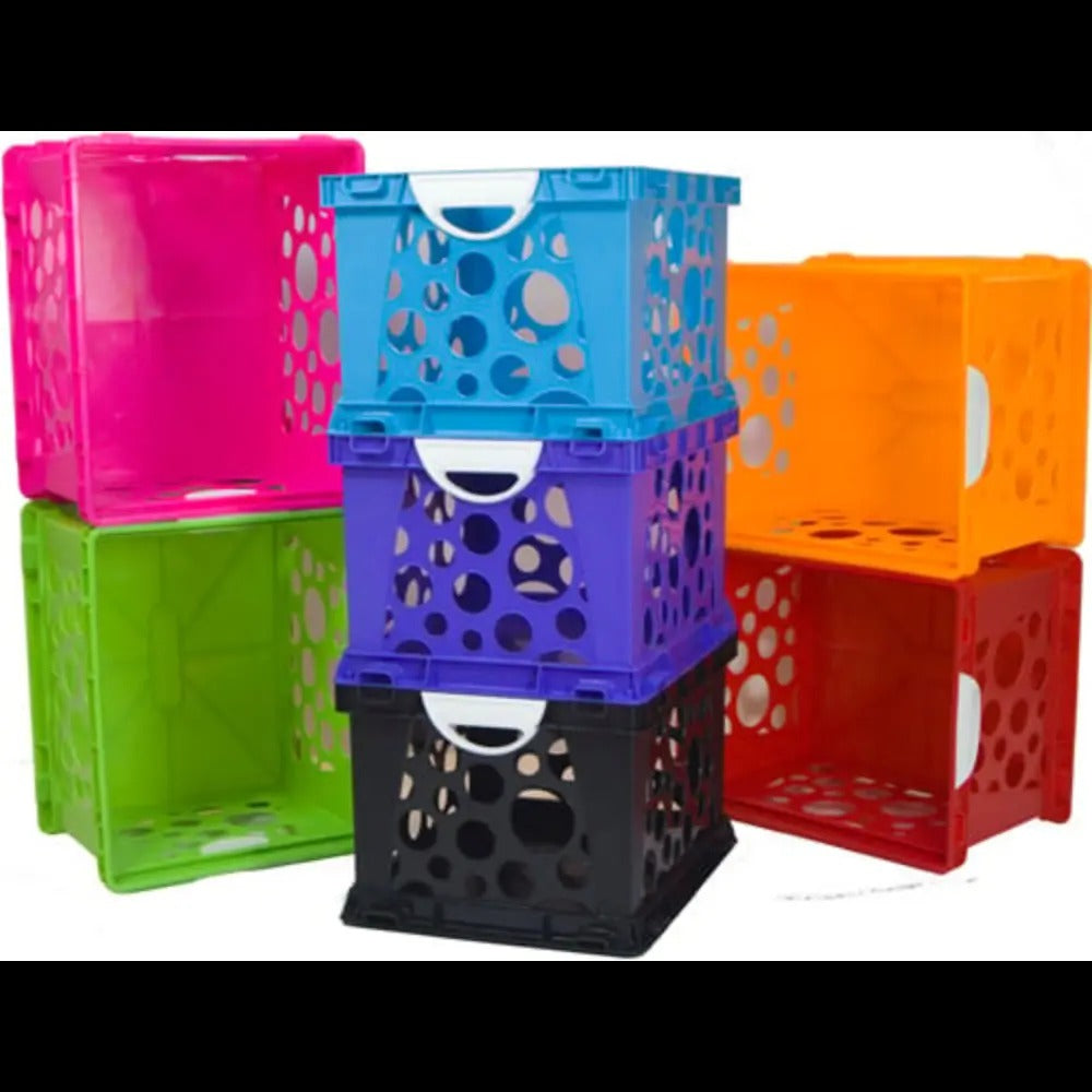 Storex Large Storage and Filing Crate with Comfort Handles, Black/White, 3-Pack