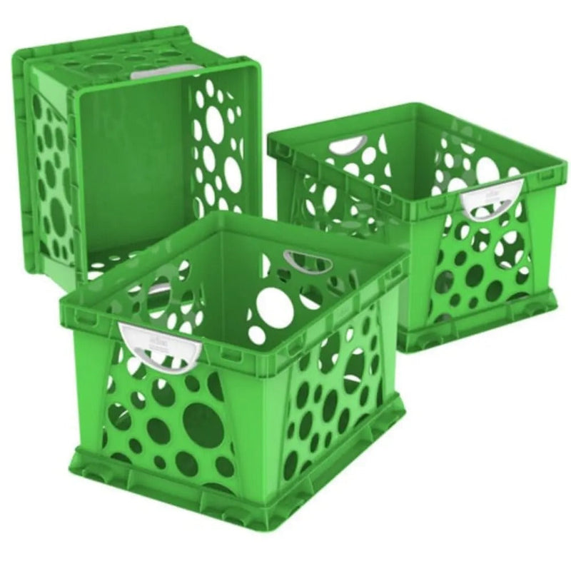 Storex Large Storage and Filing Crate with Comfort Handles, Green/White, 3-Pack