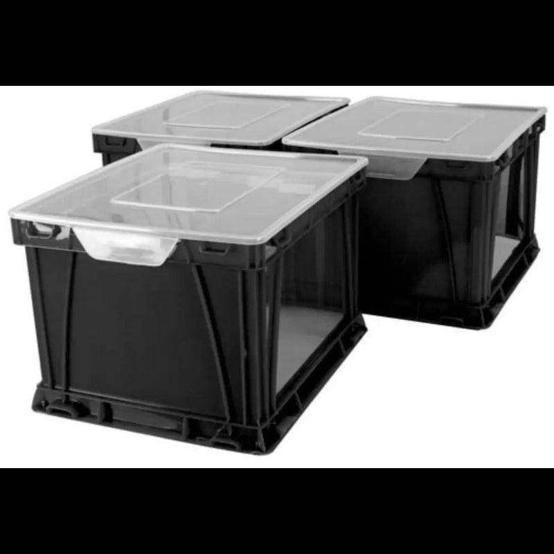 Storex Storage and Filing Cube, Black/Clear, 3-Pack