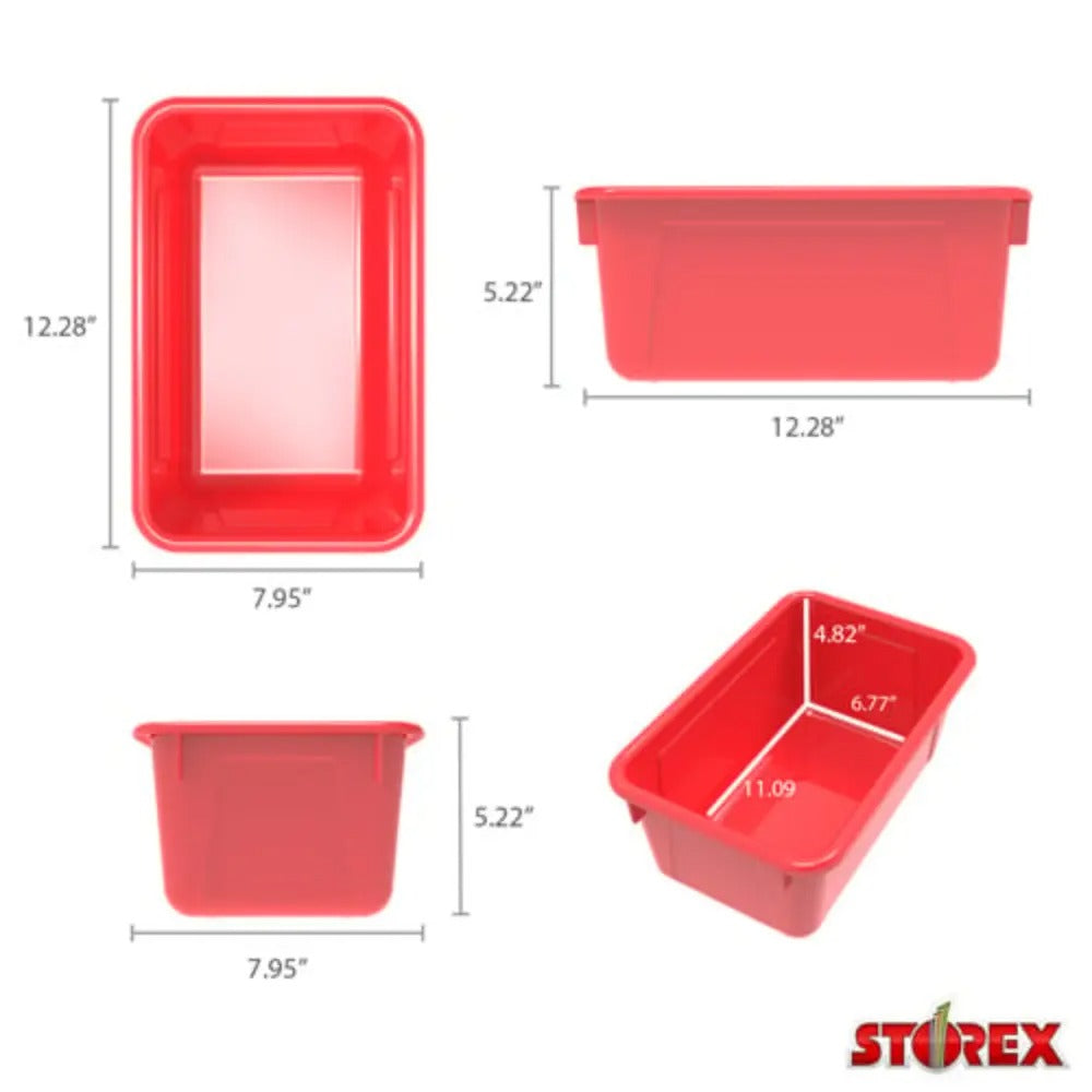 Storex Small Cubby Bin with Cover, Classroom Red, 5-Pack