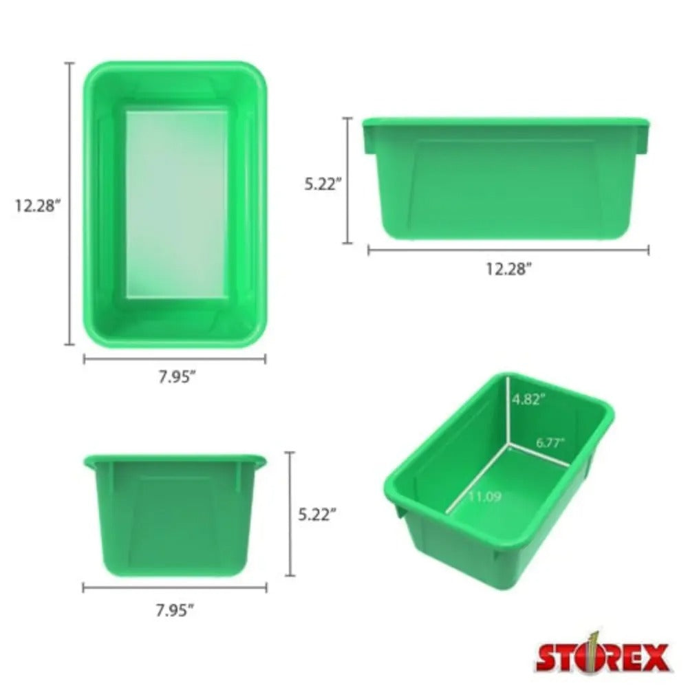 Storex Small Cubby Bin with Cover, Classroom Green, 5-Pack