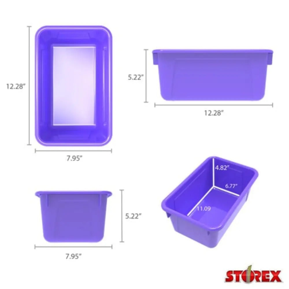 Storex Small Cubby Bin with Cover, Classroom Purple, 5-Pack