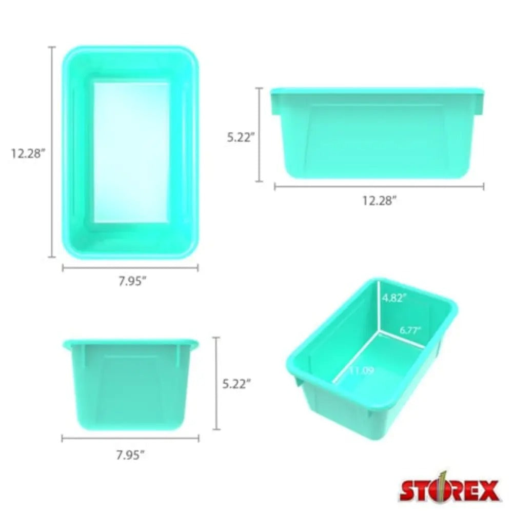 Storex Small Cubby Bin with Cover, Classroom Teal, 5-Pack