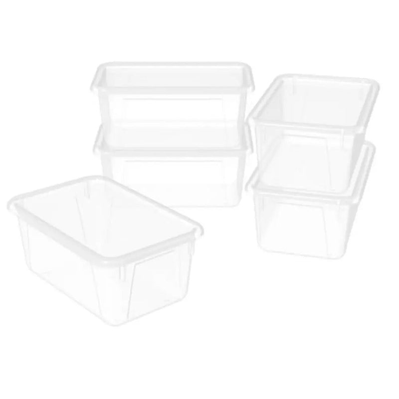 Storex Small Cubby Bin with Cover, Translucent, 5-Pack