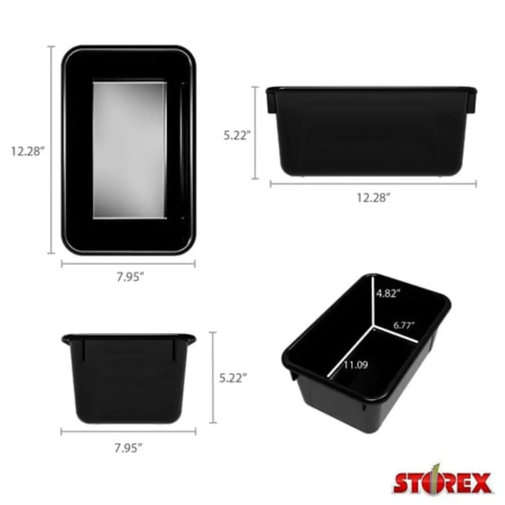 Storex Small Cubby Bin with Cover, Black, 5-Pack