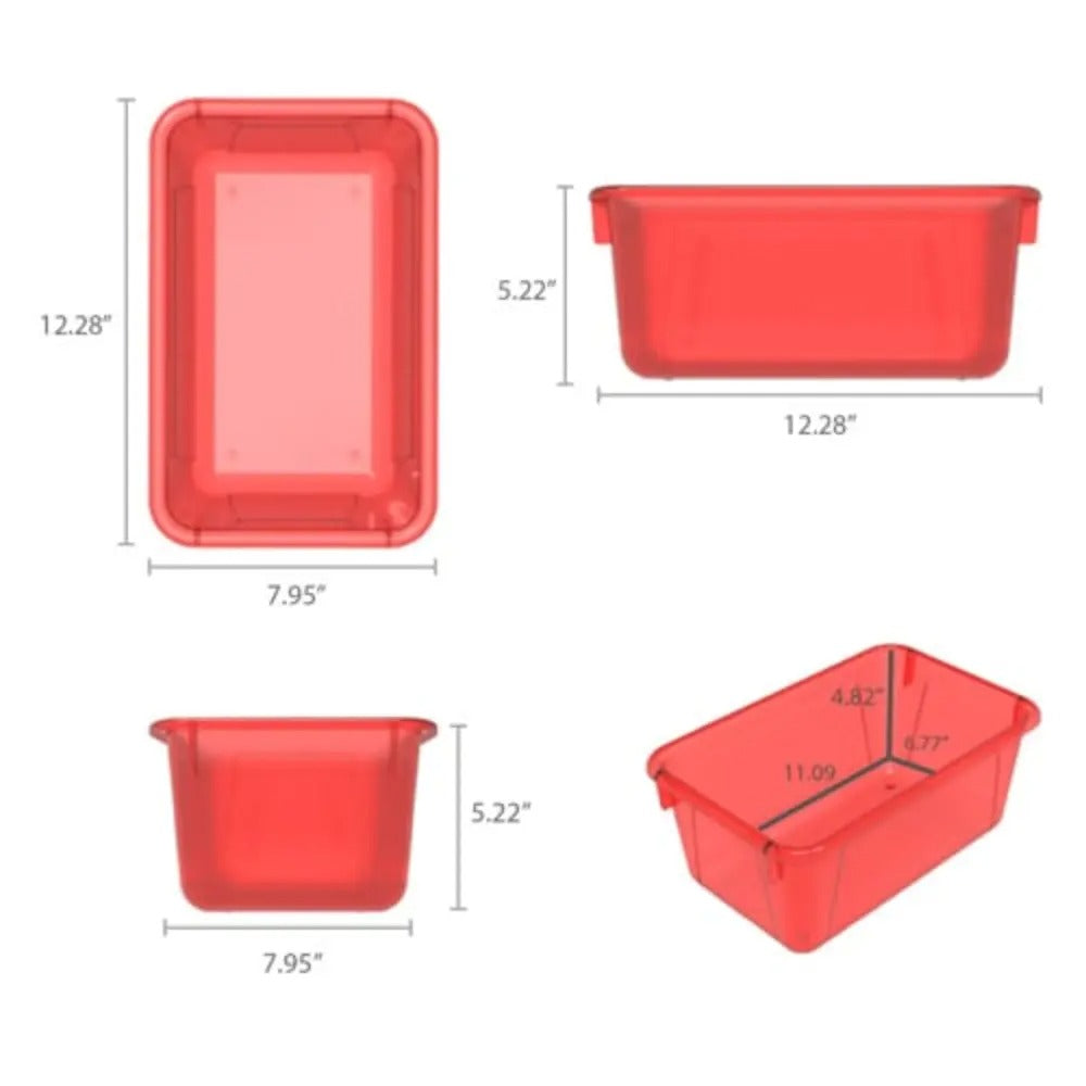 Storex Small Cubby Bin, Candy Red, 5-Pack