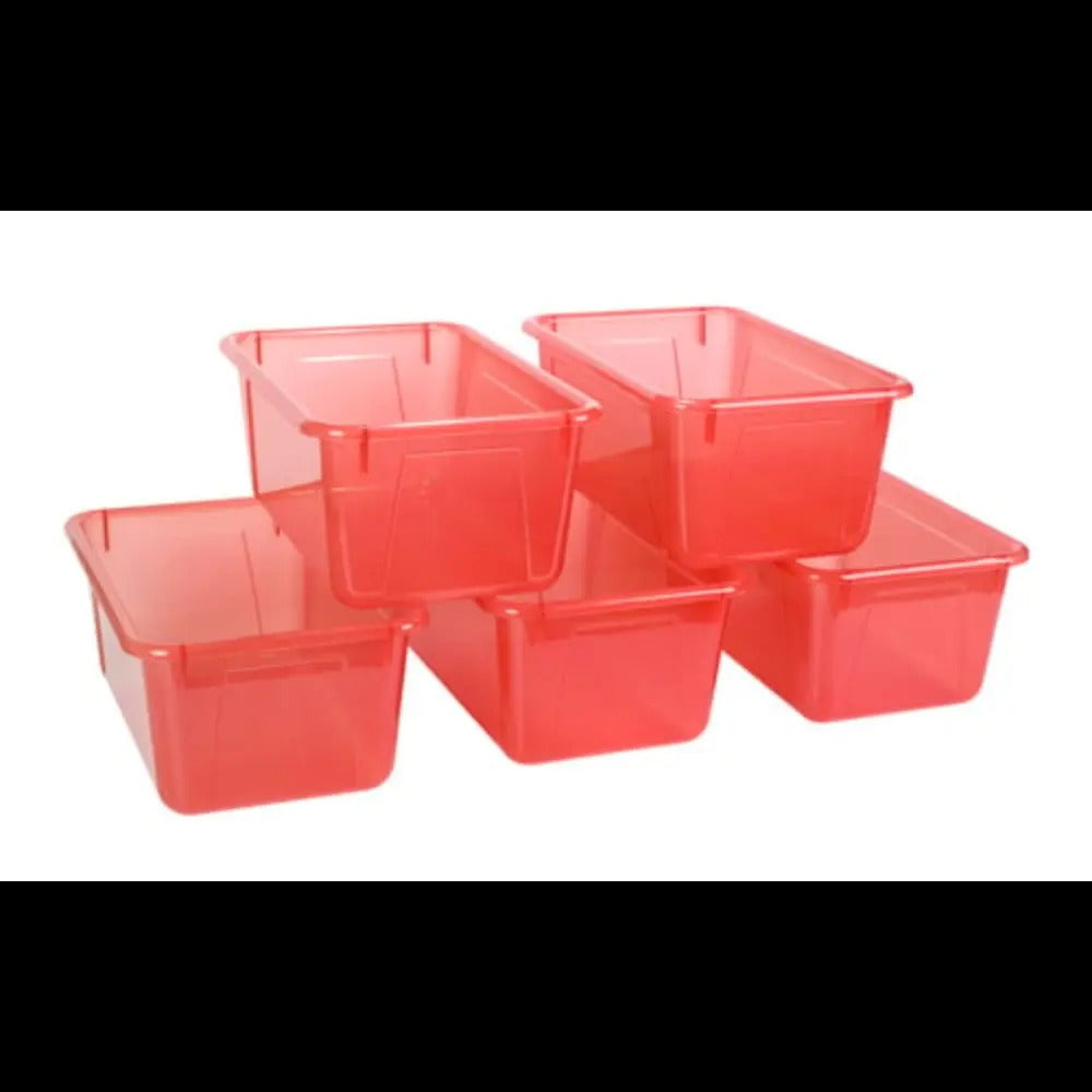 Storex Small Cubby Bin, Candy Red, 5-Pack