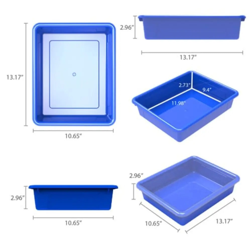 Storex Storage Tray, Letter Size, 10 x 13 x 3 Inches, Blue, 5-Pack