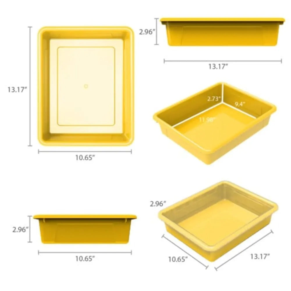 Storex Storage Tray, Letter Size, 10 x 13 x 3 Inches, Yellow, 5-Pack