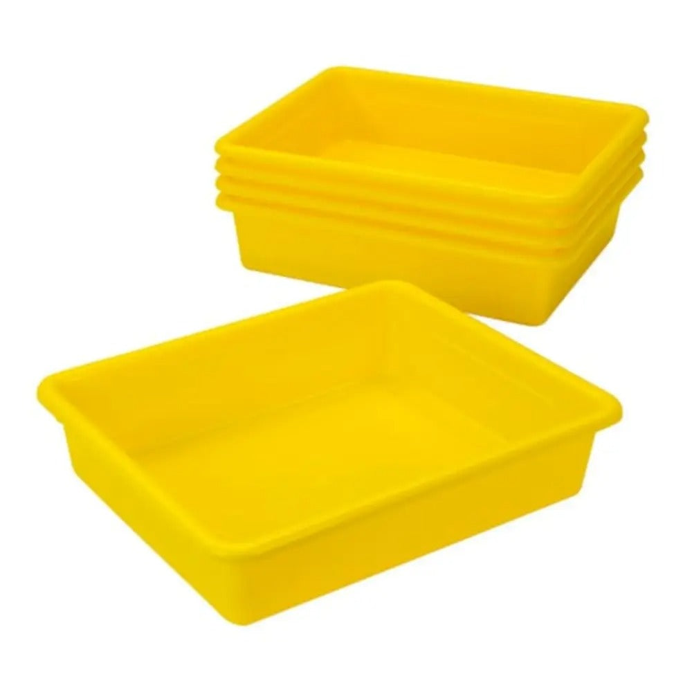Storex Storage Tray, Letter Size, 10 x 13 x 3 Inches, Yellow, 5-Pack