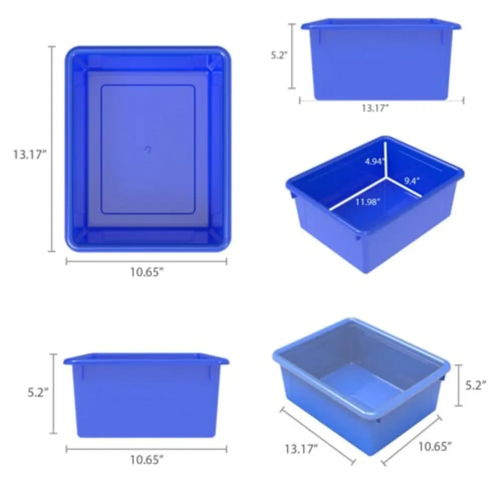 Storex Storage Tray, Letter Size, 10 x 13 x 5 Inches, Blue, 5-Pack