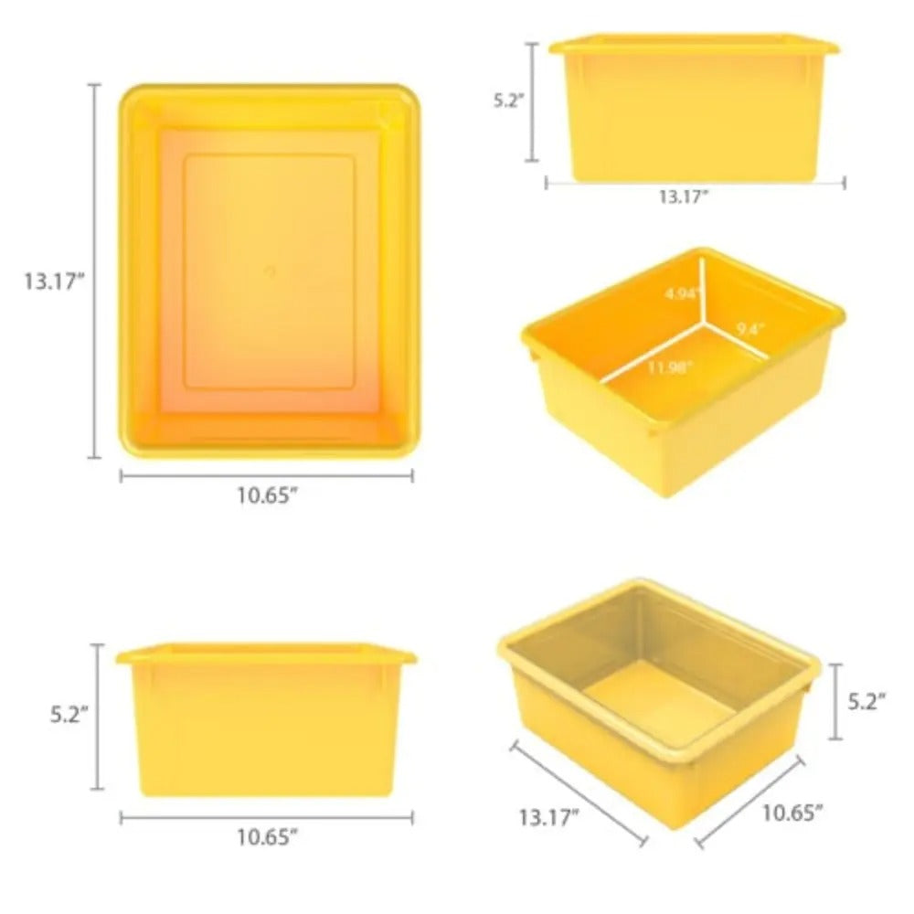 Storex Storage Tray, Letter Size, 10 x 13 x 5 Inches, Yellow, 5-Pack